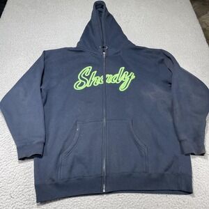 Shady Ltd Hoodie Mens XL Blue Full Zip Shady Script Logo Fleece Hip Hop